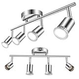 【Amplia aplicación】El foco de luz de techo ajustable de 4 puntos se puede utilizar para la luz del techo, la luz de la pared, la luz colgante de la pared, adecuada para el dormitorio, el pasillo, la sala de estar, la cocina, el balcón, etc. Nivel de protección IP20, también se puede utilizar en el baño, pero no rocíe el agua directamente.