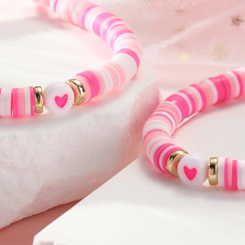 DuoDiner Best Friend Bracelets for 2 Girls, Cute BFF Matching Heart Friendship Bead Bracelet for Friends Women Girls Birthday Easter Gifts for Teen Girls3