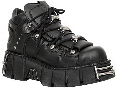 New Rock Tower Ankle Boots M-106-VS1 Men's Metallic Black Vegan Leather Gothic Punk Rock 9 | Image 3