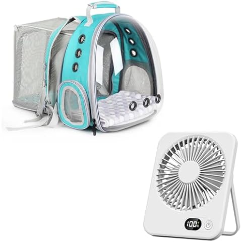 Lollimeow Bubble Expandable Cat Backpack for Puppies and Small Pets with Mini Fan Cover