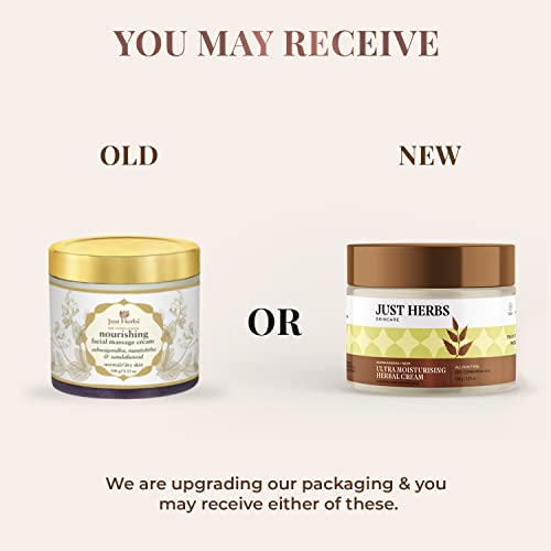 Just Herbs Ayurvedic Herbal Nourishing Face Moisturizing Massage Cream For Dull & Dry Skin - Parabens, SLS Free 100 gm - Image 3