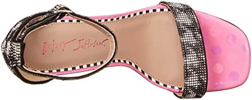Betsey Johnson Women's Cicely Heeled Sandal, Black/White Multi, 7 | Image 4