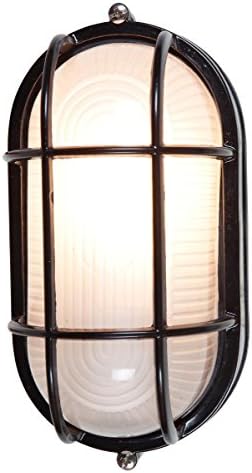 Nauticus - Wet Location Bulkhead - Black Finish - Frosted Glass Shade