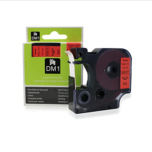 Fita Refil Compatível D1 45017 Vermelha 12mm para Rotulador Dymo LM150 LM160P LM210D LM420P LM500TS