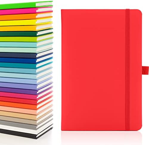 Notes London A5 Notebook with Lined Pages , Pen Loop and Expandable Paper Pocket Hardback Medium Journal New Notepad Note Book Notes Diary Pad (Pastel Mushroom)