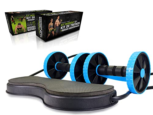 Kit Treino Completo Musculação Exercícios Elástico Roda Casa