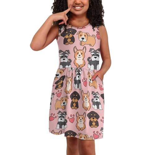Girls Summer Dress with Pockets Casual Sleeveless Midi Dress for 4-14 Years2