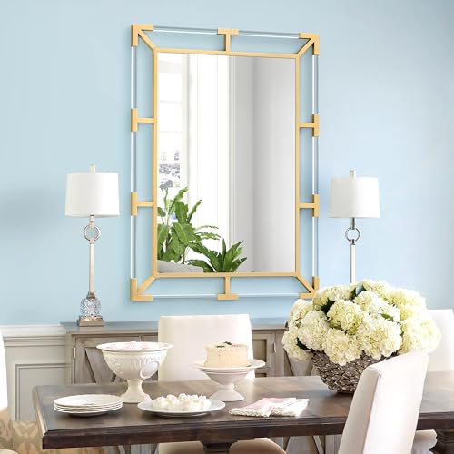 Chende 36" x 48" Large Wall Mirror for Living Room, Gold Decorative Mirror with Crystal Acrylic and Metal Frame, Modern Rectangular Metal Wall Decor, Gorgeous Unique Design for Gifts by Chende - Image 7
