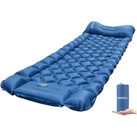 EULANT Single Sleeping Pad for Camping with Built-in Pillows & Foot Pump,Ultralight & Portable Self Inflating Air Mat for Camping Backpacking Hiking Tent Cover