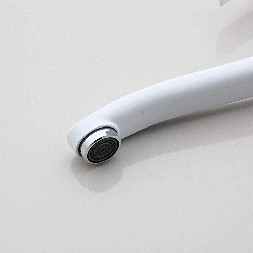 Robinet de bassin en laiton blanc et chrome double commande classique - 4