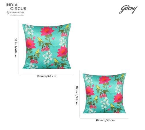 Image of India Circus by Krsnaa Mehta Blooms & Swans Multicolor Satin Blend Cushion Pillow Covers Set of 5 (16 x 16 Inches)