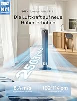DREO Smart 102–114cm Turmventilator fürs Schlafzimmer, Höhenverstellbar, 8.4m/s, DC-Motor, 9 Stufen, 4 Modi, 90°-Oszillation, Standventilator, 20dB Leise, 12H Timer für Zuhause und Büro, Google/Alexa – Ansicht 2