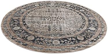 RugVista, Talis Rug, Short Pile,  4'9 ft ( 150 cm), Round, Modern, Oeko-Tex Standard 100, Polypropylene, Hallway, Bedroom, Kitchen, Living Room, Black/Grey, Multicoloured
