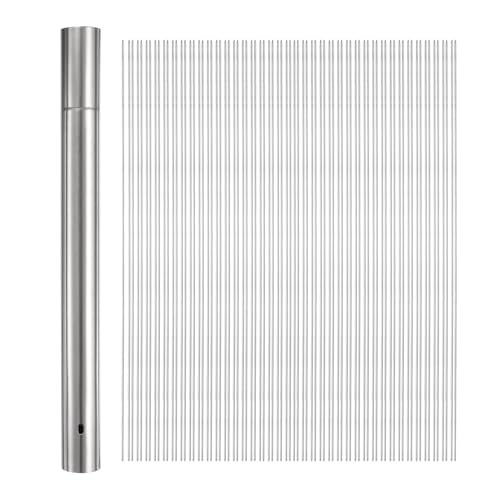 QUARKZMAN 100 unidades de Brochetas de Metal para Barbacoa 40cm x 3.5mm Palitos Redondos de Acero Inoxidable Reutilizables para Barbacoa al Aire Libre con Tubo de Almacenamiento