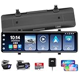 【2025再革新分離式ドライブレコーダー ミラー型・4K】CarPlayとAndroidAutoデジタルインナーミラー 前後カメラ 【EU新基準統一法案の高耐久 TypeC】IMX415センサー 超強暗視機能 GPS搭載 バックガイド線調整可能 デジタルインナーミラー カーナビ/ドラレコ一体型 右ハンドル 日本車対応 64GB SDカード付属