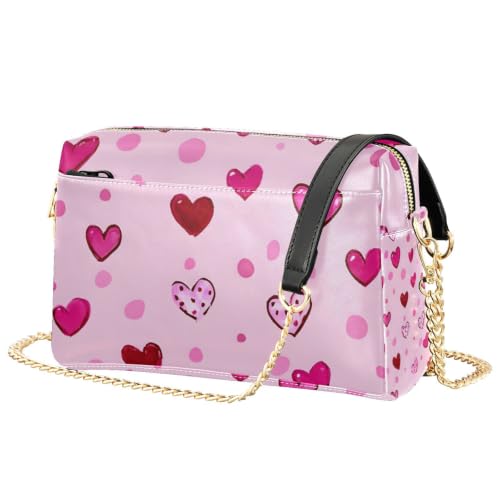 Sac à bandoulière femme en cuir synthétique premium avec imprimé cœurs élégants