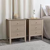 Melody Maison Pair of 3 Drawer Bedside Tables - Hales Tan Range