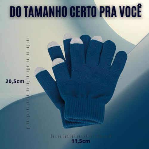 Luva Inverno Touch Screen Frio Mexe Celular Tablet Quentinha (Azul Escuro)