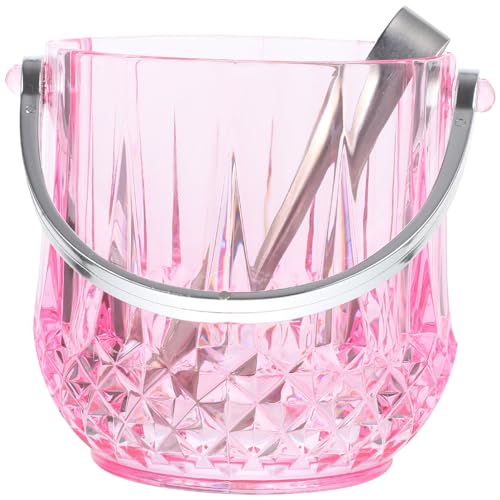 HOLIDYOYO Ice Bucket with Tongs Plastic Ice Cube Container with Handle