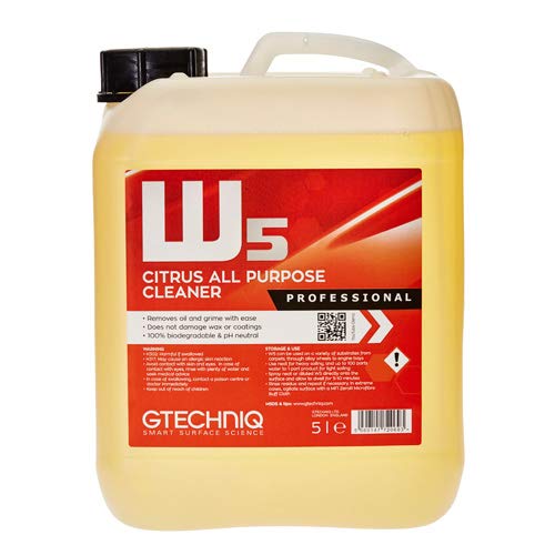 Gtechniq W5 5 Citrus All Purpose Cleaner 5000ml-Removes Oil, Grime with Ease, Safe for Waxes, Coatin