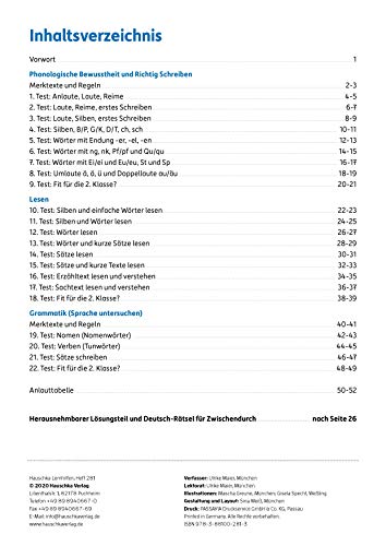 Übungsheft mit Tests in Deutsch 1. Klasse: Echte Klassenarbeiten mit Punktevergabe und Lösungen - Lesen und Schreiben lernen (Lernzielkontrollen, Band 281)