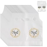 Whaline 1000 Count Thank You Handle Drinking Bags 2 Cups Clear Plastic Packaging Poly Bags for Delivery Take Out Cup Holder Beverage Coffee Tea, 11 x 12.2 Inch