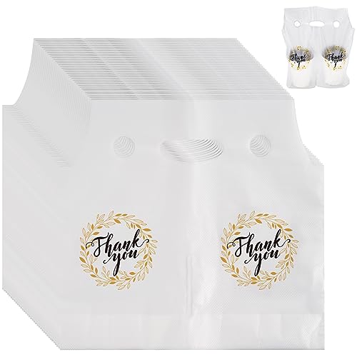 Whaline 1000 Count Thank You Handle Drinking Bags 2 Cups Clear Plastic Packaging Poly Bags for Delivery Take Out Cup Holder Beverage Coffee Tea, 11 x 12.2 Inch