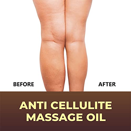 Anti Cellulite Massage Oil - Infused w/ Collagen & Stem Cell - 100% Natural Massage Lotion & Cellulite cream, Remover & Massager - Helps Skin Tightening & Stretch Mark treatment for Women & Men - 8 oz