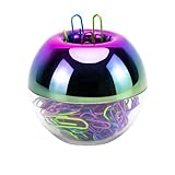 MEI YI TIAN Rainbow Paper Clip Holders Medium Dispensers with 100pcs 28mm Colorful Paper Clips and Built-in Magnetic Ring for Desk Organizer Accessories