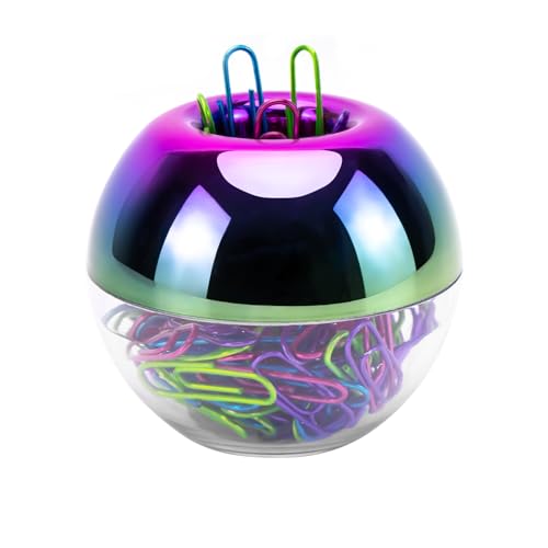 Rainbow Paper Clips Holder Medium Holographic Paper Clip Dispensers 100pcs 28mm Colorful Paperclips for Desk Organizer Accessories (Rainbow)