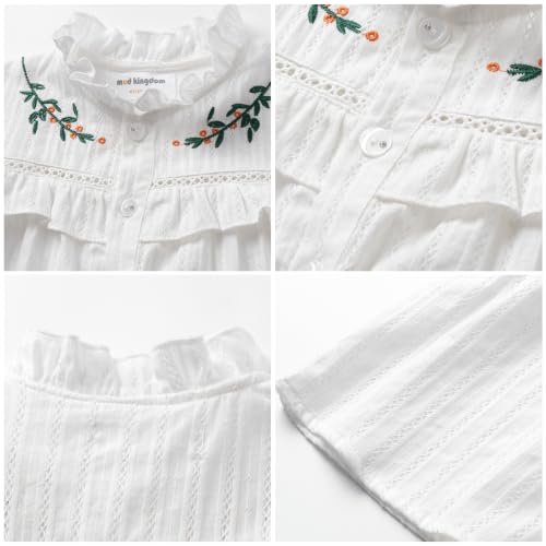 Image of Mud Kingdom Little Girls Peter Pan Collar Blouse Cotton Short Sleeve Button Up