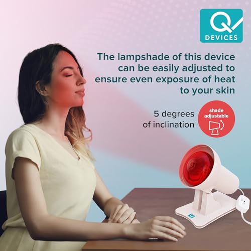 Image of Q DEVICES 150W Infrared Heating Therapy Lamp for Pain Relief | Medical-Grade Physiotherapy Device for Back, Joint & Muscle Pain, Strains & Sprains | Adjustable Tilt Home Heat Lamp (1-Year Warranty)