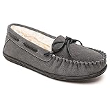 Minnetonka Camp Tie Moc - Moccasin Outdoor/Indoor Slippers for Women Charcoal, 8 M
