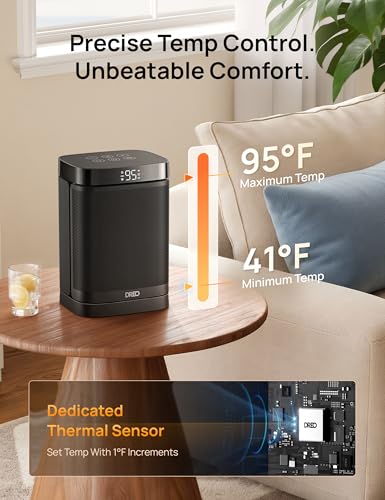 Image of DREO Space Heater, 1500W Portable Electric Heaters for Indoor Use, PTC Ceramic Heater for Office with Remote, Thermostat, 70Oscillation, 12H Timer, 5 Modes, Safe Quiet Room Heater for Bedroom