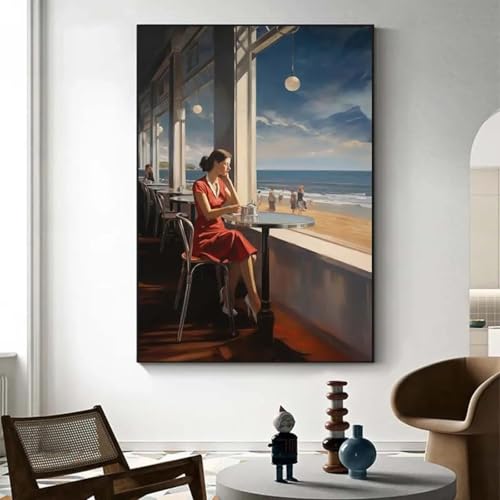 Peinture abstraite sur toile fille bleu marine 70x100 cm sans cadre pour salon