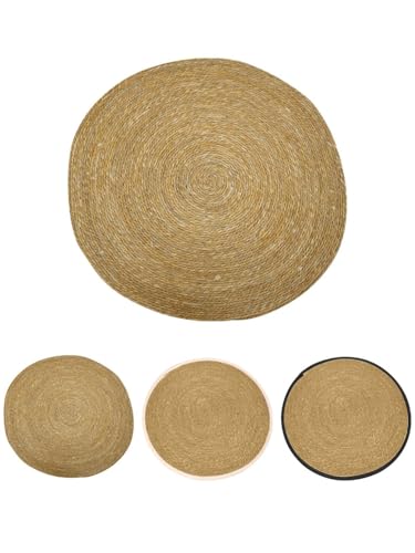 JARDIN202 - Alfombra de Yute Redondo Trenzada a Mano – Alfombra multiuso Decorativa color Natural | 100 cm (Lisa)