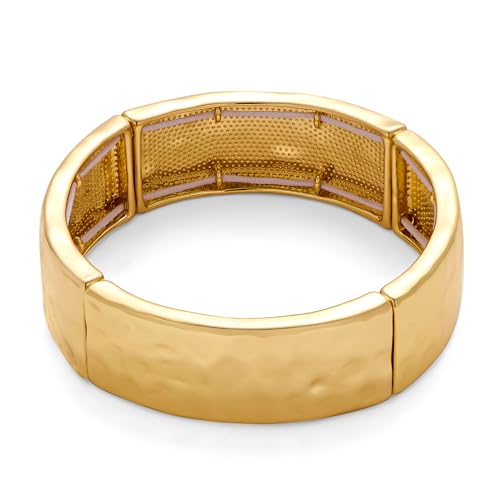 Image of WOWORAMA Gold Hammered Bangle Bracelet for Women Chunky Elastic Stretch Bangle Bracelets Thick Adjustable Statement Gold Bracelet
