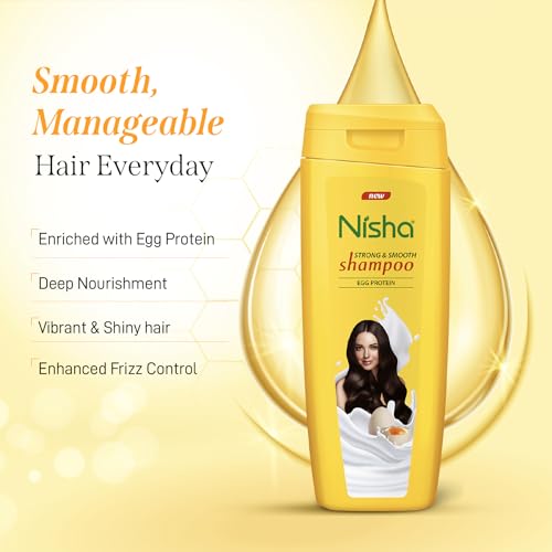 Image of Nisha Egg Protein Hair Shampoo For Strong and Smooth Hair, Adds Shine Boosts Volume, All Hair Types, 180ml, (Pack of 2)