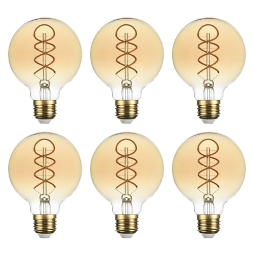 Ampoules LED Edison G80 E27 vintage ambre 6W 450 lm blanc chaud 2200K pour suspension et lustre