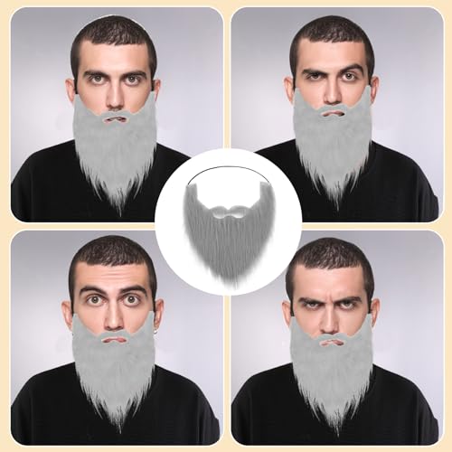 Fake Bart Grau Künstlicher Bart Tarnung Mexikanischer Neuheitsaufkleber Falscher Bart Realistischer Riemen Verstellbare Elastische Kordel Halloween Party Maskerade Falsche Bart Kostüm Weihnachten