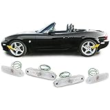 Seitenmarkierungsleuchten / Reflektoren WEISS 1 Set - 4 teilig für linke (Fahrer) und rechte (Beifahrer) Seite Eintragungsfrei - mit entsprechenden E-Prüfzeichen Einbaufertig - Inkl. Schrauben, Anschlußkabel mit Fassung und Leuchtmittel