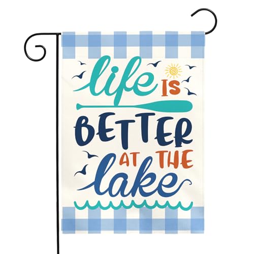 Dacawin Life Is Better at the Lake Garden Flag Lake House Yard Flags Summer Coastal Cabin Dock Porch Patio Welcome House Banner Rustic Farmhouse Lakefront Home Outside Decoration 12x18 Inch