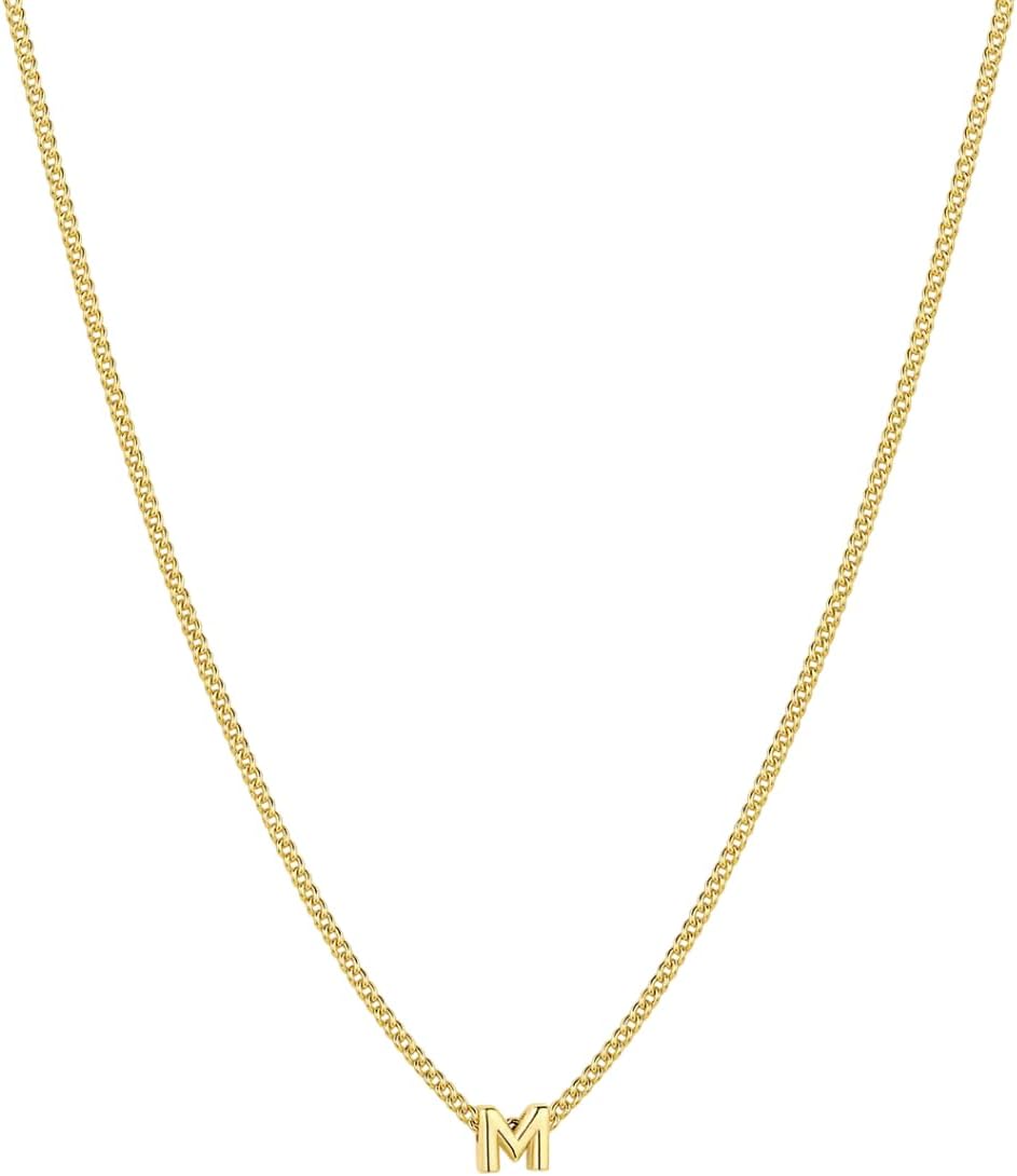 Collar Wilder Mini Alphabet - Latón chapado en oro o plata de 18k - Encanto inicial personalizado - Cierre seguro, longitud ajustable - Elegancia atemporal