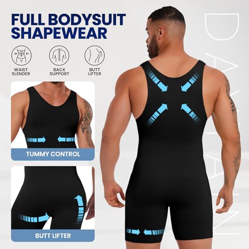 Daytain Body masculino de compressão emagrecedor, modelador de coxa, controle de barriga, para hombr