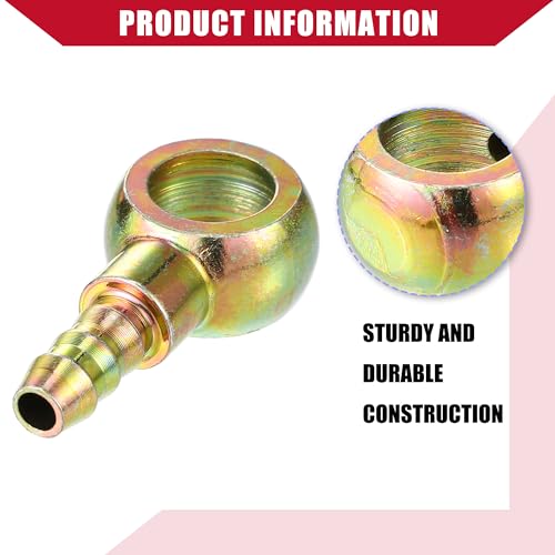 Hihaha Banjo Bolt Hose Barb Fitting/Inner Brake Fuel Line Fitting Adapter for Car Motorcycle/Durable Metal 12mm ID 8mm OD / 4 Pcs Bronze Tone - Thumbnail 5