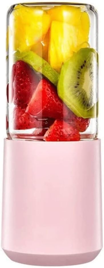 Portable Blender, Personal Hand Smoothie Travel Blender Cup Fruit Mixer Rechargeable with USB, Mini Blender for Fruit Juice, Milk Shakes, for Great Mixing (Color : Green) (Pink)