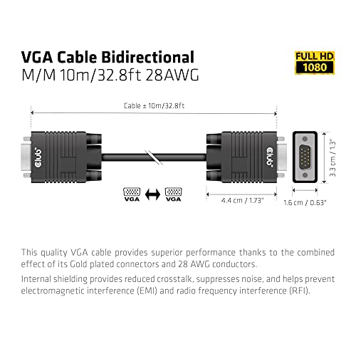 Câble VGA CLUB3D CAC-1710 anti interférences 10m mâle mâle - 4