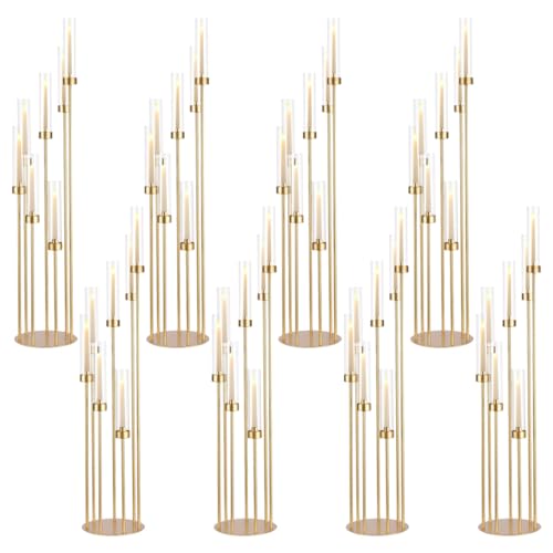 8PCS 7-Arm Gold Candelabra Centerpiece for Table
