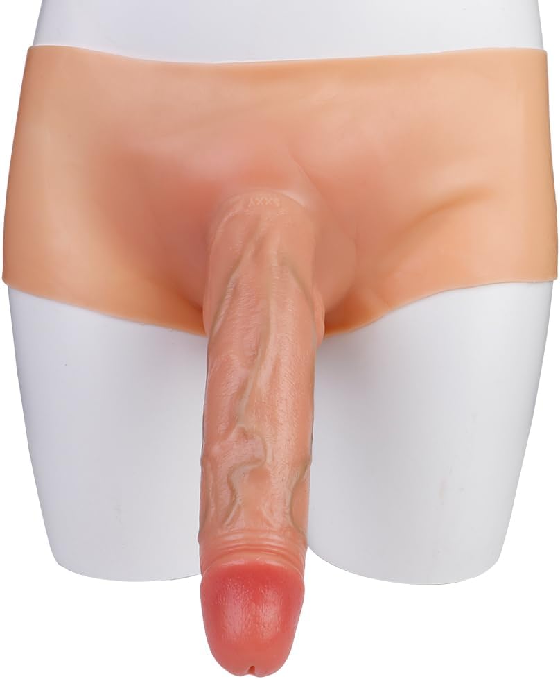 9 inch Strapless Strap on Dildo High Elastic Solid Dildo Panties Dildo, Silicone Wearable Women G Spot Panty Dildo Adult Sex Toy for Women Couples, Skin Color