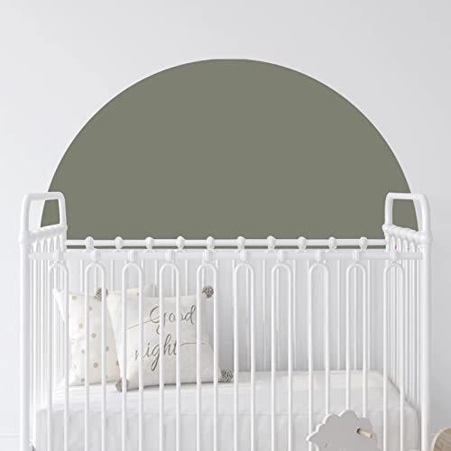 Half Circle Boho Headboard Decal - Semicircle Boho Wall Decor Sticker, Boho Wall Decals For Bedroom Living Room Bed, Arch Wall Mural Stickers Hotel Corridor Decoration, 33.07”X16.55”(Beige Green) #TOP3